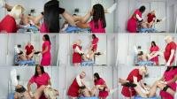  Madame Madomme and MahoganyQen - Anti erection therapy - two Doctors make cbt and ballbusting to a patient with an excessive erection [FullHD 1080]

