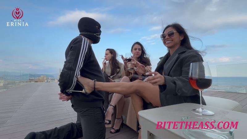  Mistress Erinia, Domme Hades, and Mistress Samantha - The three Mistresses humiliate the slave on the rooftop [FullHD 1080]
